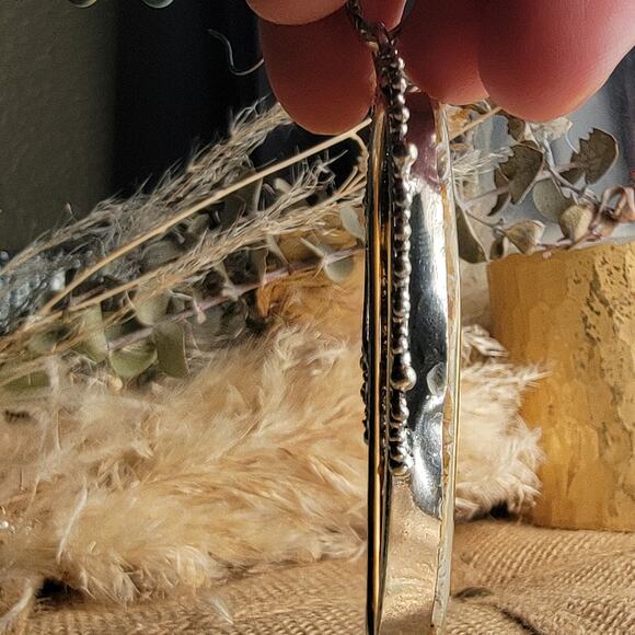 Radiant Golden Banded Agate Pendant, Sterling Silver Vintage-Inspired Necklace - Picture 9 of 10